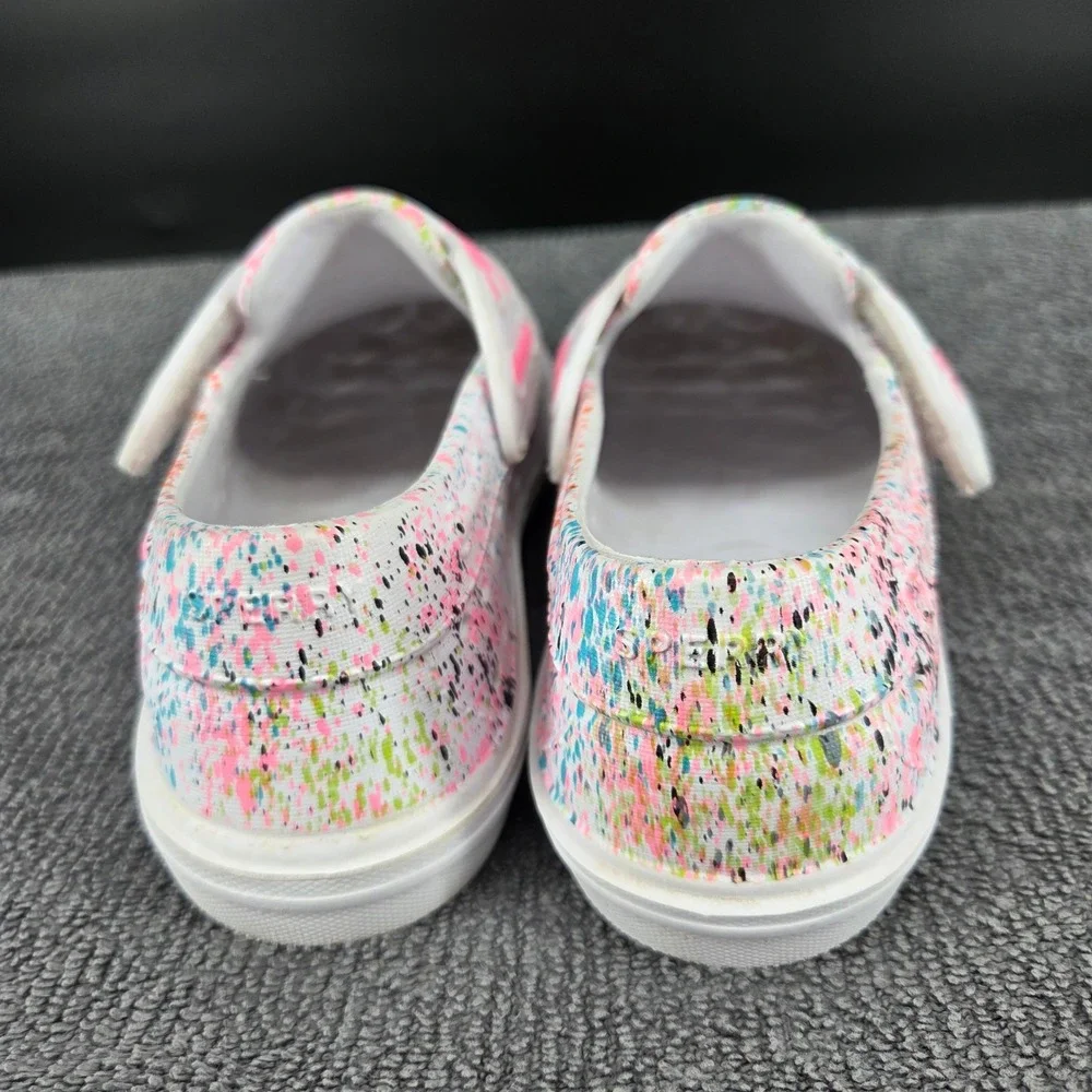 Sperry Float Girls White Multi Paint Splatter Boat Shoes SCL166614 Size 11M